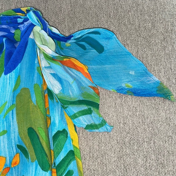 Jams World Watercolor Floral Side Tie Wrap Long Skirt Tropical Retro Size Large - Picture 5 of 11